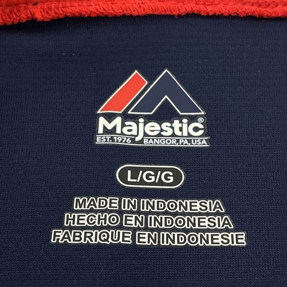 Majestic Cool Base Men's Cleveland Indians Navy Jersey Large L Baseball MLB - Picture 5 of 7